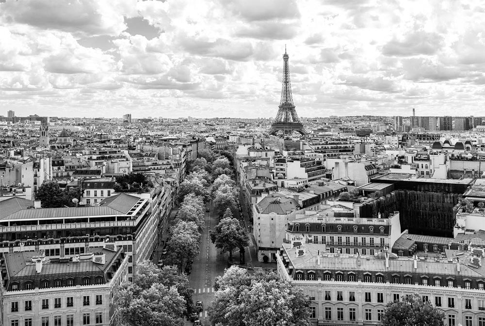 Paris et sa Tour Eiffel en noir et blanc