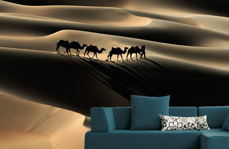 Caravane de chameaux dans le désert du Sahara