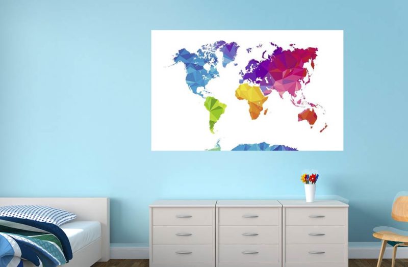 Poster carte du monde pour chambre d'enfant