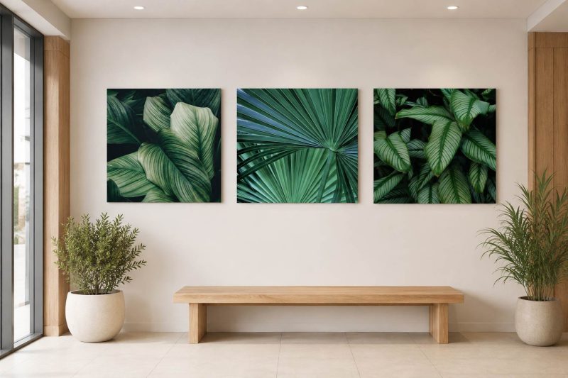 Déco murale végétale avec 3 tableaux