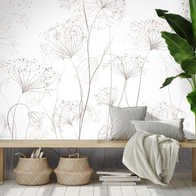 Papier peint fleur séchées minimaliste SOUFFLE VEGETAL
