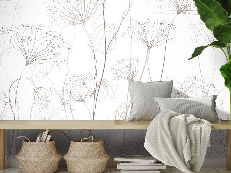 Papier peint fleur séchées minimaliste SOUFFLE VEGETAL